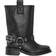 Ganni Mid Shaft Biker Boots in Black Responsible Polyester/Recycled Leather/Recycled Polyester Women's
