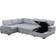 U Shape Sectional Sleeper Sofa with Storage Chaise Light Grey Sofa 118" 6 Seater