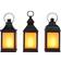 Lights4fun 3 Flame Effect Garden Black Lantern 25cm 3pcs