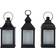 Lights4fun 3 Flame Effect Garden Black Lantern 25cm 3pcs