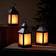 Lights4fun 3 Flame Effect Garden Black Lantern 25cm 3pcs