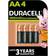 Duracell Rechargeable AA 1300mAh Batteries Compatible 4-pack Black/Gold