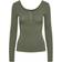 Pieces Kitte Button Front Ribbed Top - Deep Lichen Green