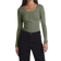 Pieces Kitte Button Front Ribbed Top - Deep Lichen Green