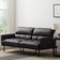 Lucid Comfort Collection Futon Black Faux Leather Sofa 36" 2 Seater