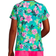 Lands' End Girl's Short Sleeve Crew Neck UPF Swim Rash Guard - Jewel Green Tropic Print