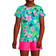 Lands' End Girl's Short Sleeve Crew Neck UPF Swim Rash Guard - Jewel Green Tropic Print