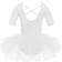 Dpois DPOIS Girl's Short Sleeve Ballerina Ballet Dance Leotard Dress - White