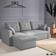 Sweeek Reversible Corner Light Grey Sofa 219cm 3 Seater