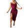 Wusenst Spaghetti Strap Satin Dress - Wine