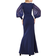 Goddiva Chiffon Sleeve Thigh Split Maxi Dress - Navy