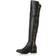 Side Walk Fashion Low Heel Stretch Gold Zip Over the Knee High - Black Matte