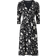 Lauren Floral Surplice Dress - Black/Cream