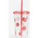 H&M Patterned plastic mug straw Red Travel Mug