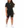 Shein Color Round Neck Short Sleeve Top And Shorts Two-Piece Set