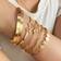 Shein 6pcs/Set Double Heart Love Letter Flower Open Bangle For Women, Daily Wear & Party Gift, Gold Color