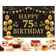 Trgowaul Decals & Wall Decorations 75th Birthday Backdrop Gold/Black