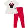 Disney Kid's Minnie Head Bow Short Sleeve Top and Leggings Set - White