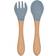 Fusipu Kid's Fork & Spoon Smooth Edge Convenient Lightweight Wooden Handle 2pcsl