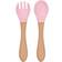 Fusipu Kid's Fork & Spoon Smooth Edge Convenient Lightweight Wooden Handle 2pcsl