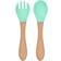 Fusipu Kid's Fork & Spoon Smooth Edge Convenient Lightweight Wooden Handle 2pcsl