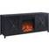 Henn&Hart Log Fireplace Black TV Bench 58x24"