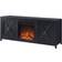 Henn&Hart Log Fireplace Black TV Bench 58x24"