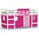 vidaXL white and pink, 90 200cm Loft Bed with Bed Frame Solid Wood Pine Pink/White