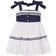 Powell Craft Girl's Dress - Navy Blue/White