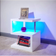 GFW Polar with LED White High Gloss Bedside Table 38x44cm