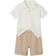 Vertbaudet Boy's Festive Polo Shirt & Shorts Set - White Stripes