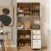 Costway Kitchen Pantry Walnut / White Storage Cabinet 37x71"