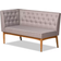 Baxton Studio Riordan Fabric Upholstered Gray/Walnut Brown Sofa 74.4" 2pcs 4 Seater