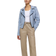 River Island Women's Suedette Crop Biker Jacket - Blue