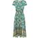 Yumi Festival Floral Print Ruched Waist Maxi Dress - Green