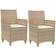 vidaXL Garden Chairs with Cushions 2 pcs Beige Poly Rattan and Solid Wood