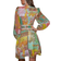 Shein Clasi Floral & Paisley Print Guipure Lace Insert Plunging Neck Dress