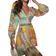 Shein Clasi Floral & Paisley Print Guipure Lace Insert Plunging Neck Dress