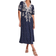 Monsoon Tori Floral and Polka Dot Midi Tea Dress - Navy