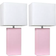 Elegant Designs Modern Leather Blush Pink/White Table Lamp 21" 2pcs