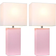 Elegant Designs Modern Leather Blush Pink/White Table Lamp 21" 2pcs