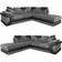 Dino Right Corner Grey/Black Sofa 235cm 2 Seater, 3 Seater