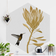 Klebefieber Hummingbird & Tropical Golden Blossom White/Gold Wanddeko 43x50cm