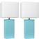 Elegant Designs Modern Leather Aqua Table Lamp 21" 2pcs