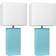 Elegant Designs Modern Leather Aqua/White Table Lamp 21" 2