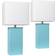 Elegant Designs Modern Leather Aqua Table Lamp 21" 2pcs