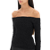 Ganni Poplin Off-Shoulder Smock Blouse - Black