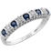 Gemondo Classic Half Eternity Band Ring - Silver/Sapphire/Diamonds