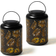 GlitzHome Modern Black Lantern 8.8" 2pcs