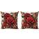 Ambesonne Floral Reversible Cushion Cover Red, Green, Brown (40.6x40.6cm)